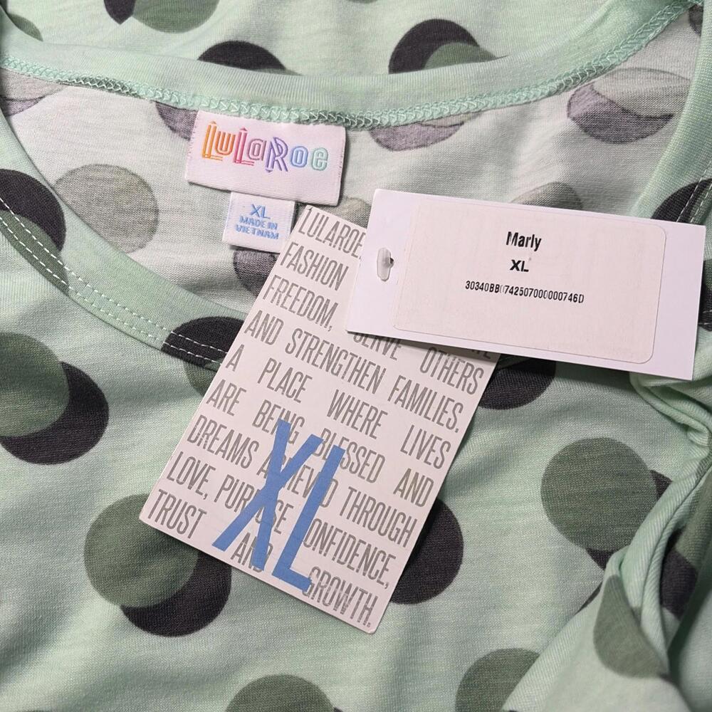NWT LuLaRoe Marly Light Green Polka Dot SS Dress With Poclets Size XL (W 18-20) - Picture 6 of 8
